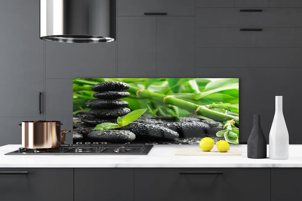 Szkło do Kuchni na Ścianę Zielona Świeżość Bambusa