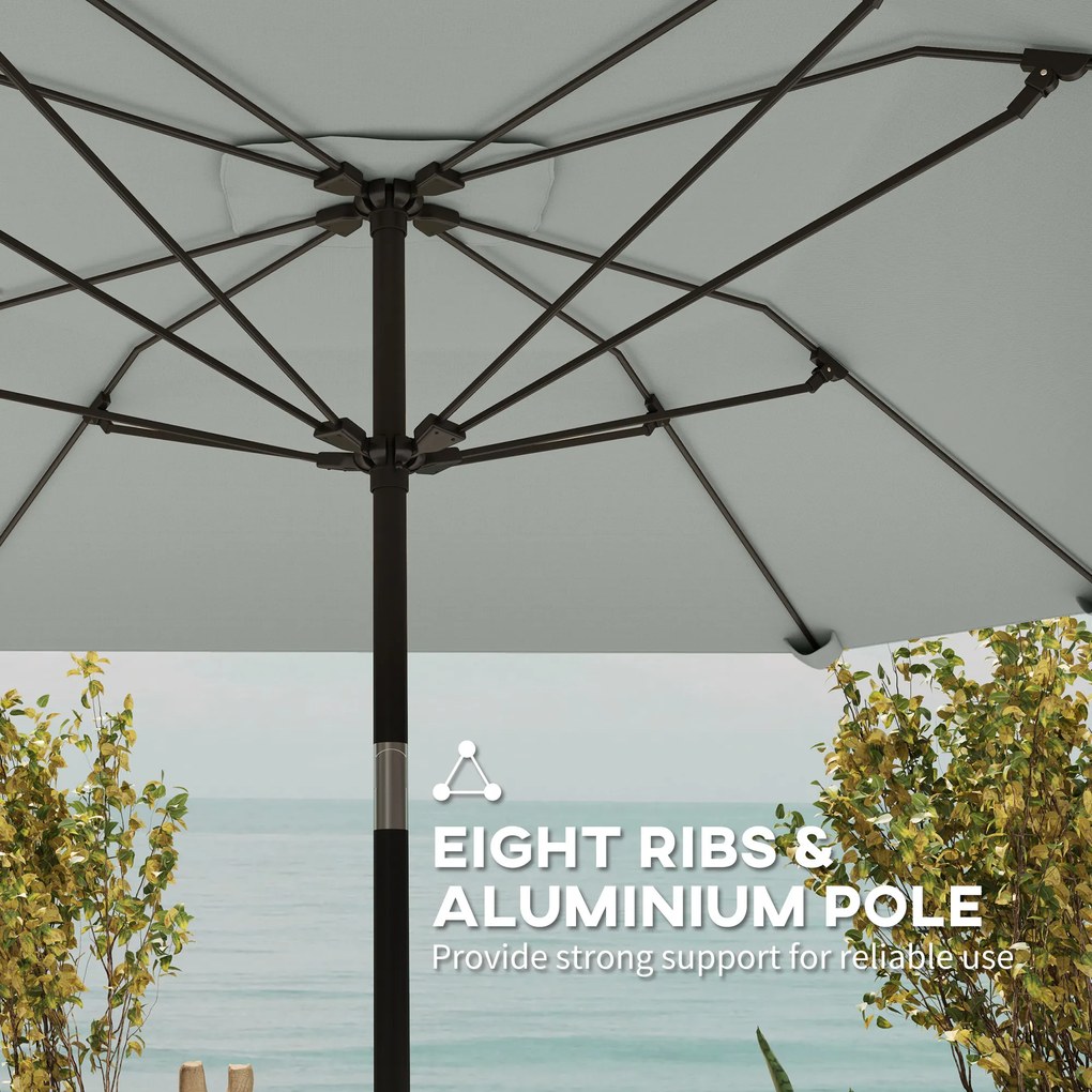 Outsunny 2,3 m Parasol bez podstawy, regulowany parasol tarasowy z korbką, Poliester, Aluminium, Włókno szklane, Ciemnoszary