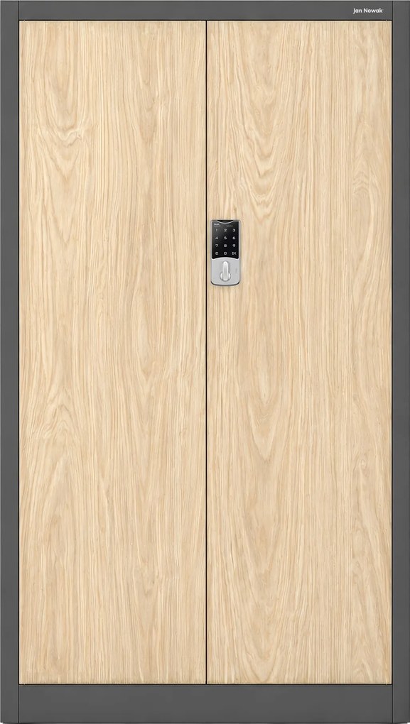 Szafa biurowa metalowa z zamkiem na szyfr antracytowa/dąb sonoma, 900x1850x400 mm: DANIEL Eco Design