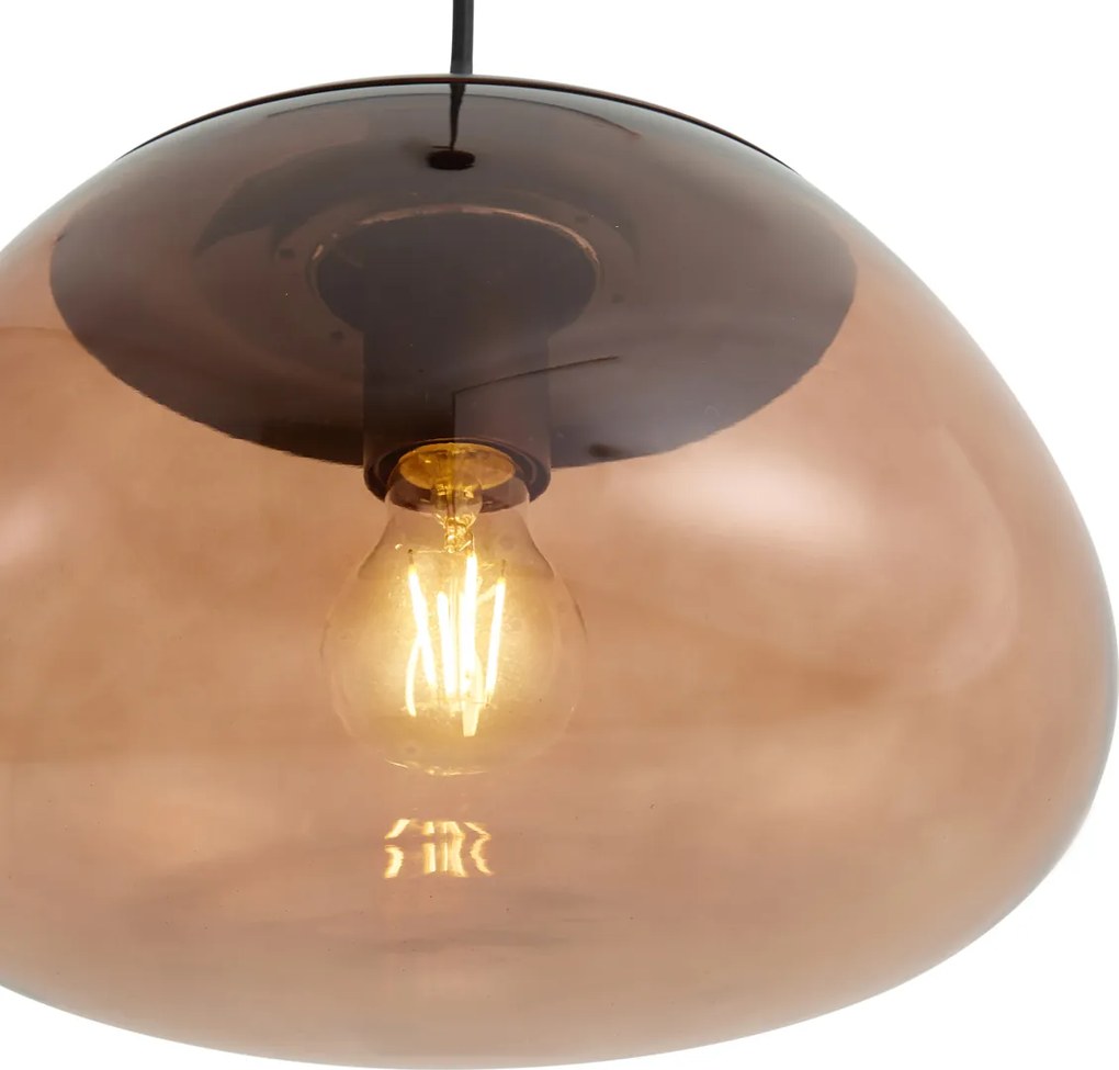 Lampa wisząca retro brązowa z brązowym szkłem - Giselle