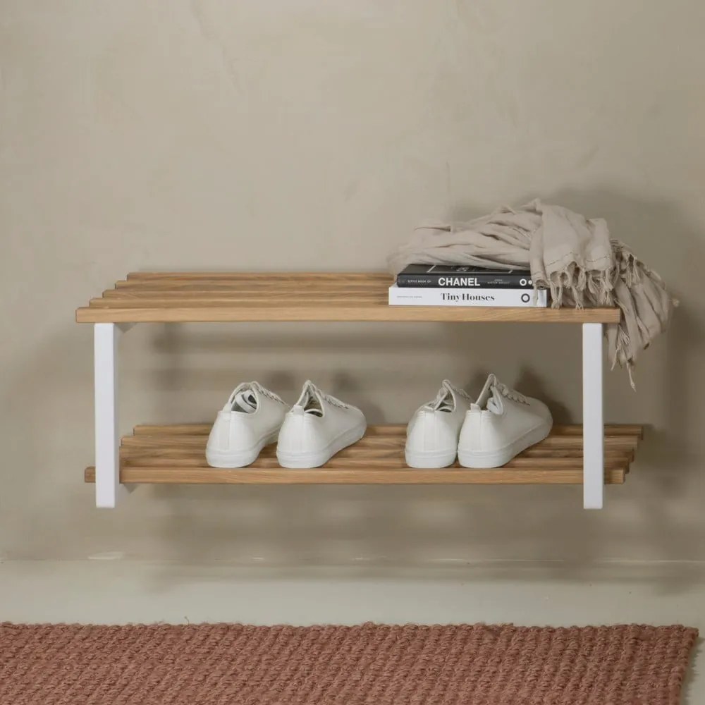 Biała/w naturalnym kolorze metalowa wisząca szafka na buty 71x26x34 cm Marco – Spinder Design
