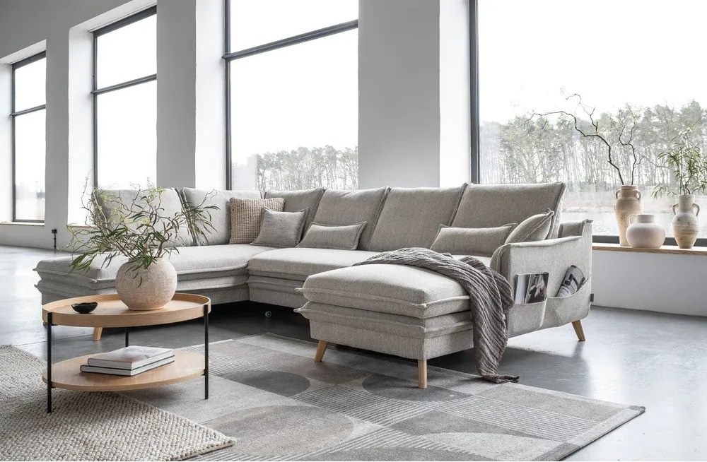 Beżowy rozkładany narożnik (lewostronny/w kształcie litery U) Charming Charlie – Miuform