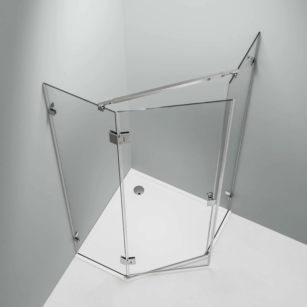 Ścianka prysznicowa EX415 z brodzikiem80 x 80 x 195 cm - 8 mm - nano prawdziwe szkło - kolor profilu chrom - z drzwiami obrotowymi