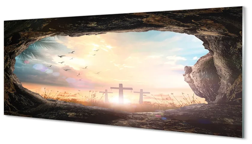 Obraz akrylowy Jaskinia krzyże ptaki