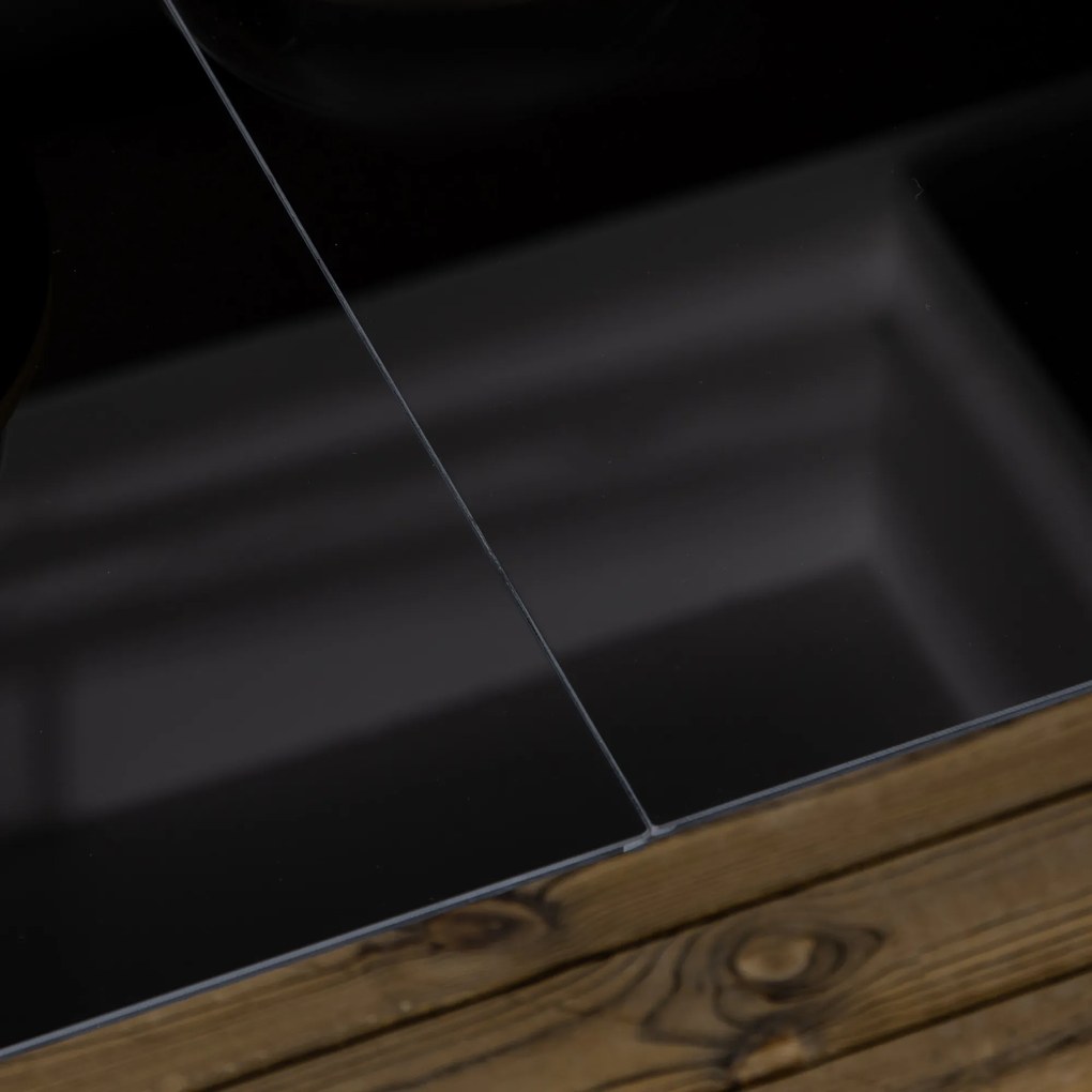 Outsunny Stół ogrodowy dla 6 osób, odporny na warunki atmosferyczne, szkło hartowane, Stół tarasowy, 150 cm x 90 cm x 74 cm, Czarny