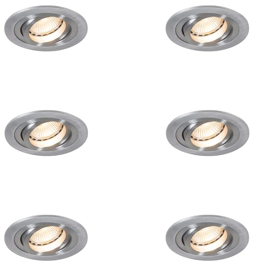 Zestaw 6 Nowoczesnych Reflektorów Wpuszczanych Stalowych - Rondoo