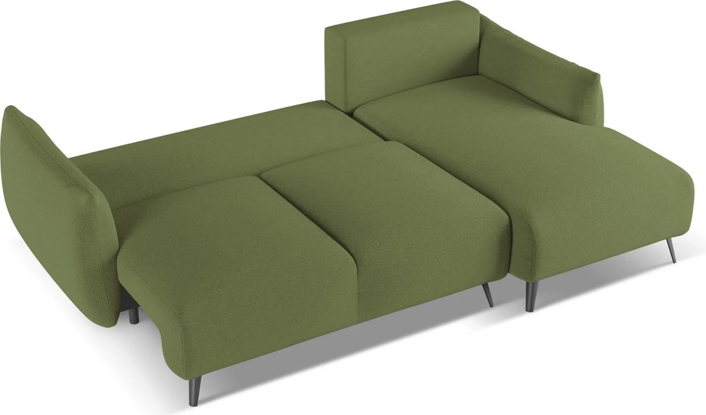 Zestaw mebli wypoczynkowych Malie, prawostronny narożnik, sofa i pufa, tkanina szenilowa