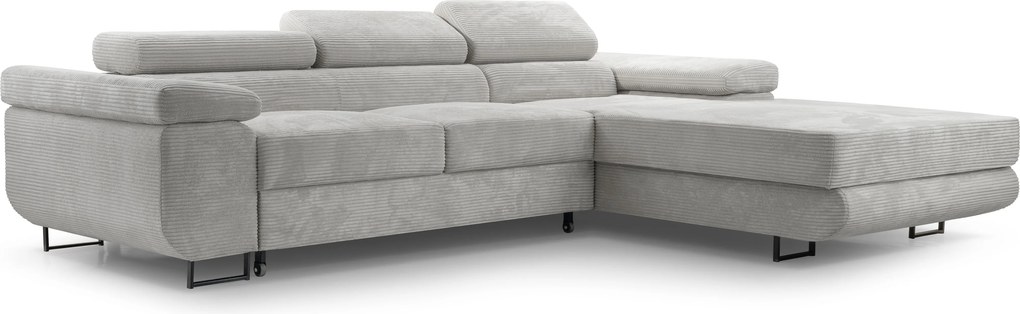 Masseno Narożnik GIULIO z funkcją spania i pojemnikiem na pościel Narozniki L, Rozkładana sofa - Szary, POSO 55