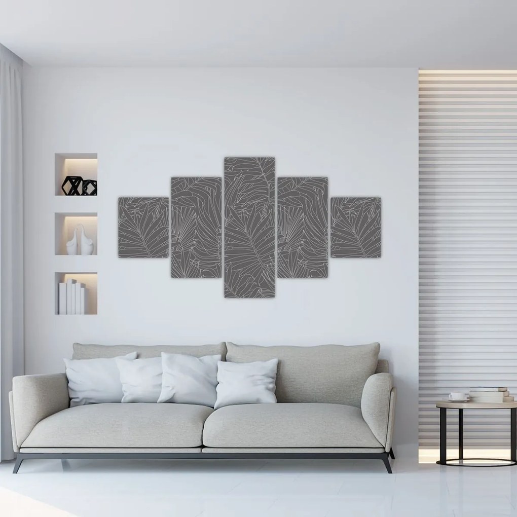 Obraz - Szare liście palmy (125x70 cm)