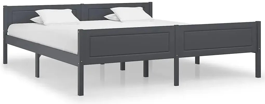 Szare podwójne łóżko z litego drewna 180x200 C3-T56