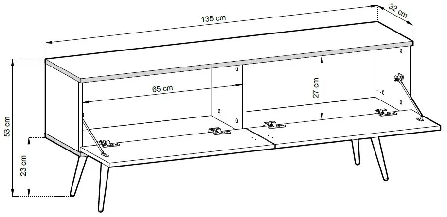 Szafka RTV KARL 3D 135cm wisząca/stojąca czarny mat PIASKI Meble