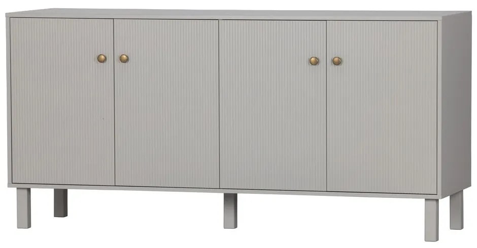 Jasnoszara niska komoda z litego drewna sosnowego 160x78 cm Madu – WOOOD
