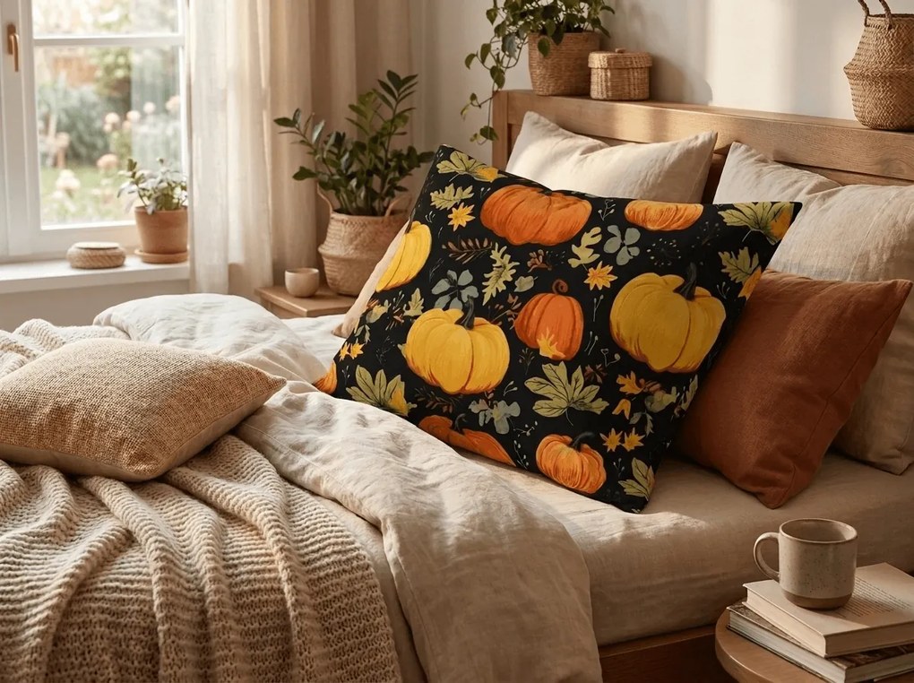 Poszewka na poduszkę z mikrofibry ORANGE PUMPKINS 70x90 cm, kolorowy