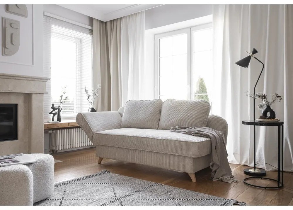 Beżowy sztruksowy szezlong (lewostronny) Chic Charlotte – Miuform