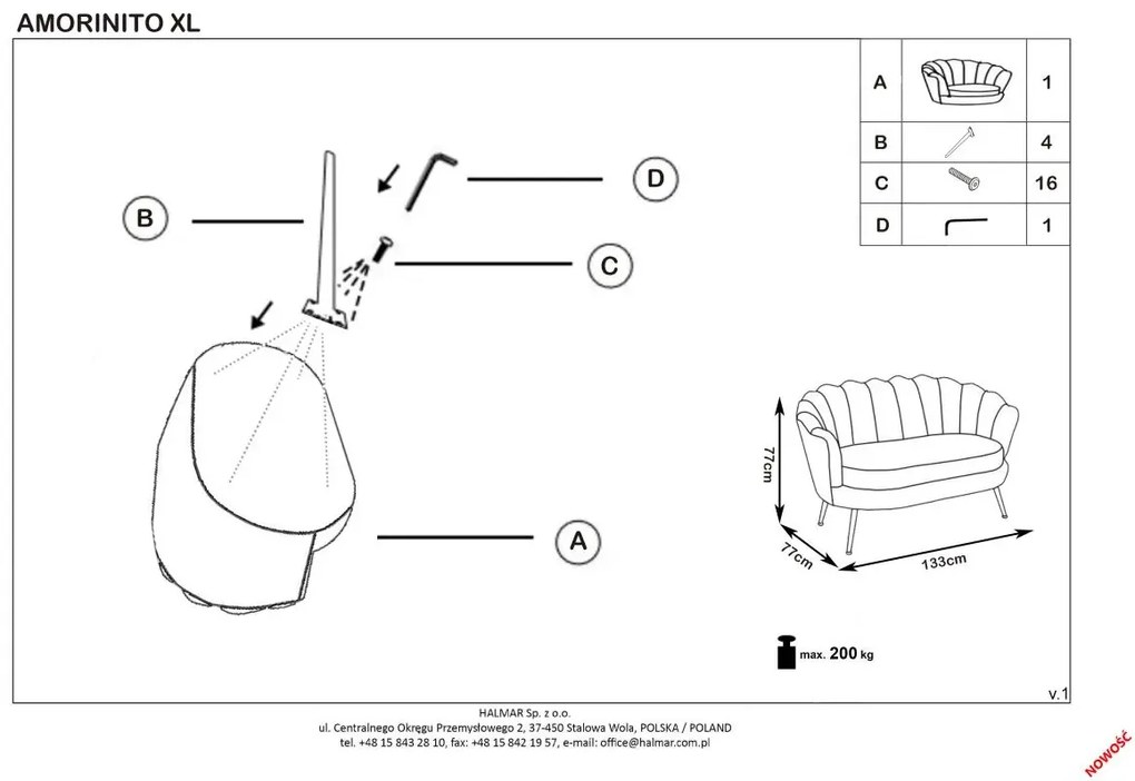 Sofa AMORINITO XL ciemno zielona HALMAR