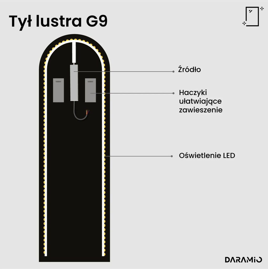 Nietypowe lustro z oświetleniem LED G9