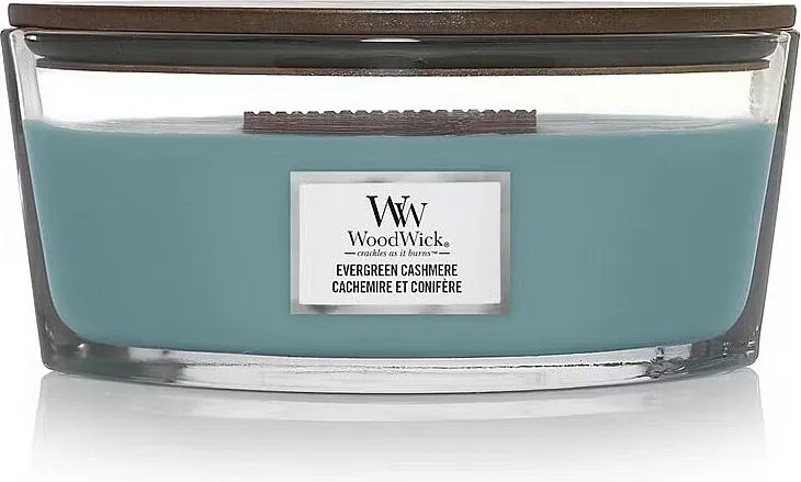 Świeca zapachowa elipsa, Evergreen Cashmere, lazurowy 453 gr
