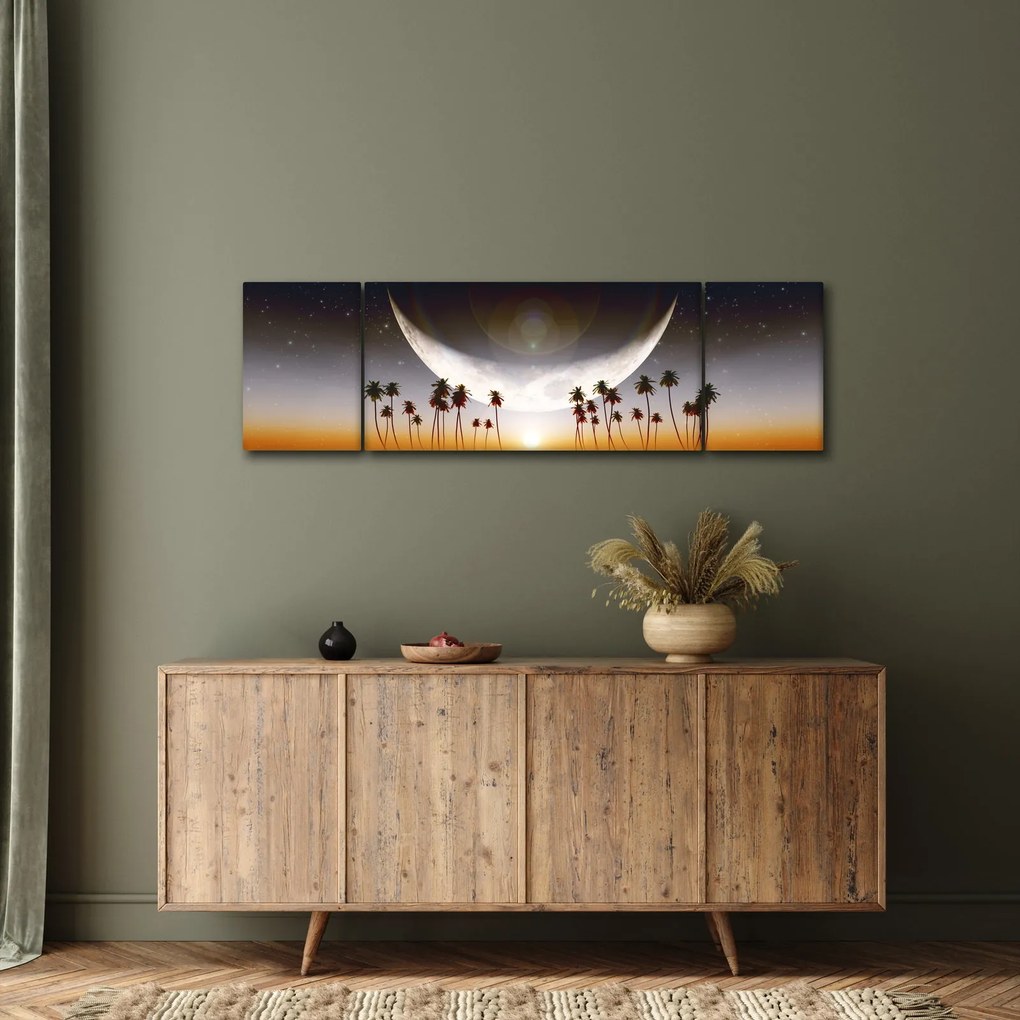 Obraz - Księżyc nad palmami (170x50 cm)