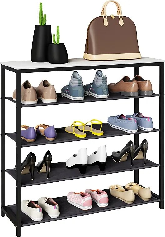 Metalowa drewniana półka na buty 4 przedziały Taliro