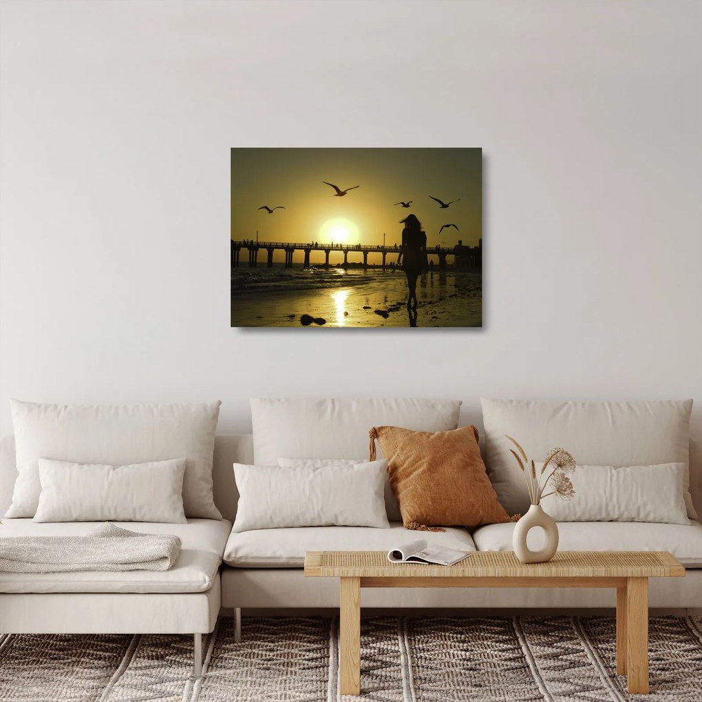 Obraz na szkle - Spacer po plaży (70x50 cm)