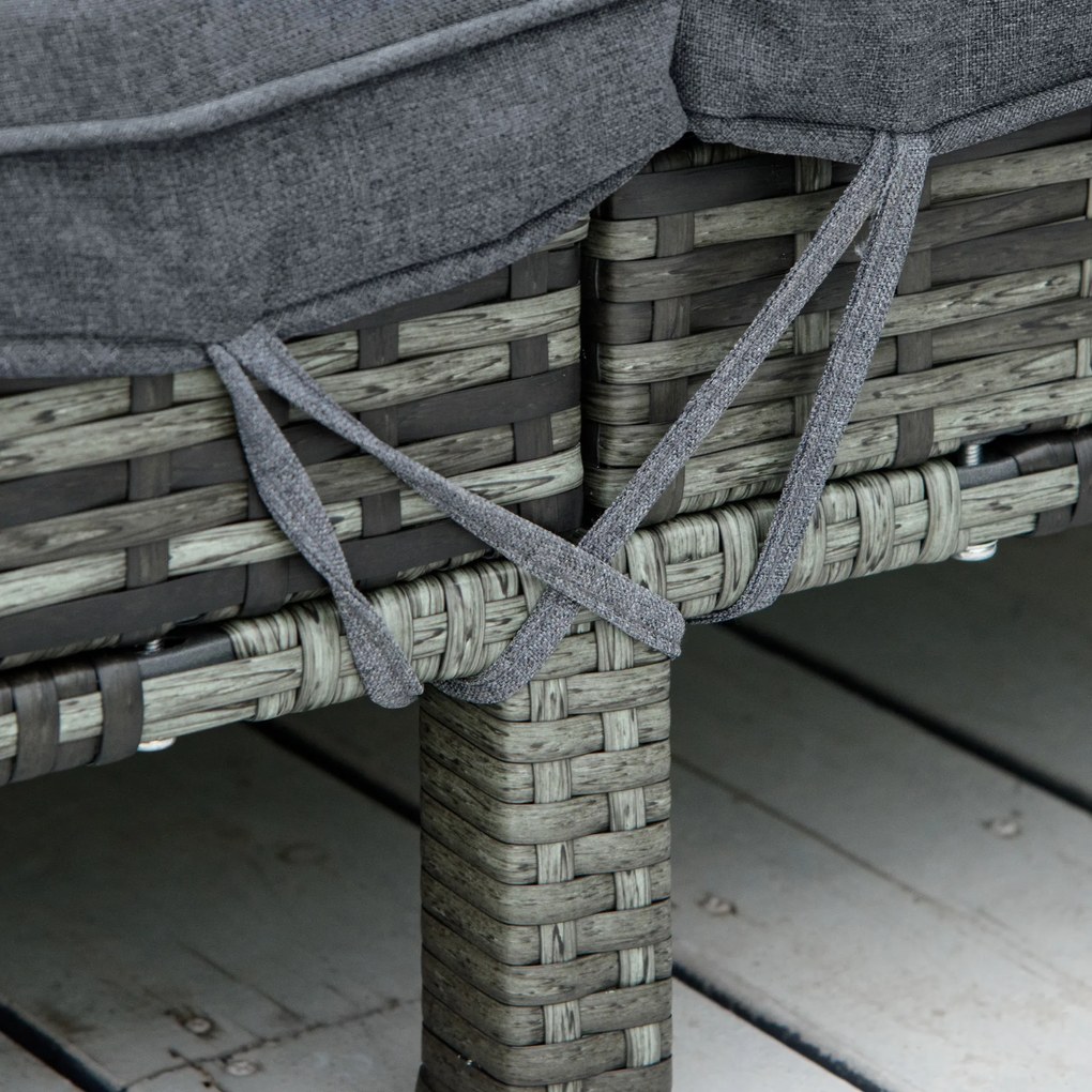 Leżak ogrodowy podwójny dla 2 osób regulacja oparcia 5 stopni metal rattan PE szary wygodny | Aosom PL