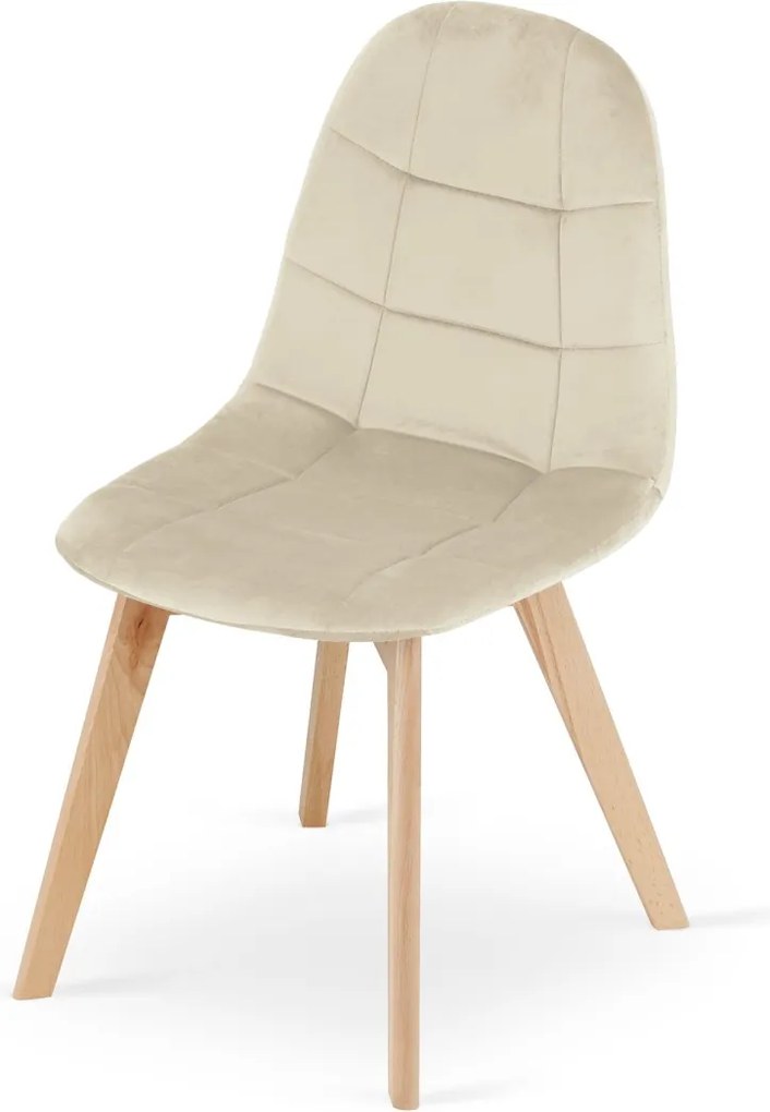 PROMOCJA Beżowe aksamitne krzesło do jadalni BORA II jakość