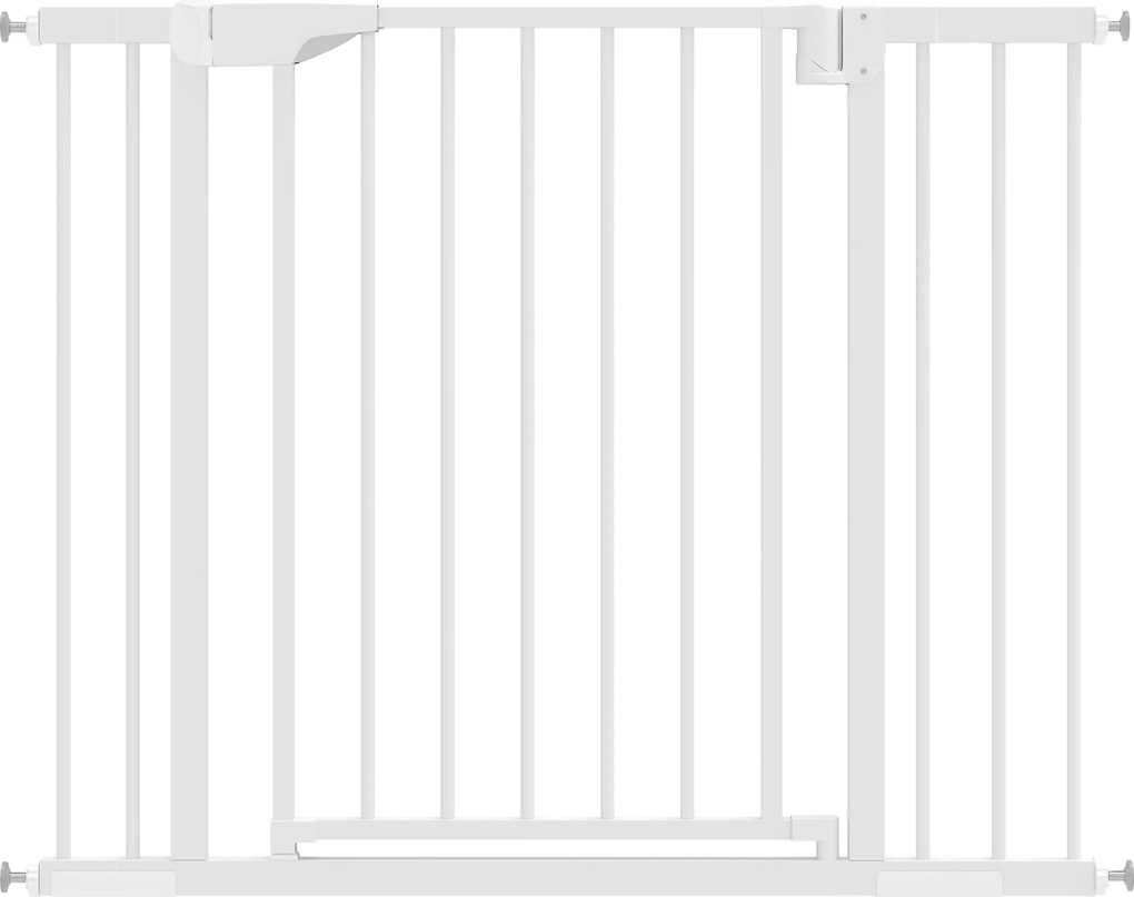 PawHut Bramka Ochronna Barierka Bez Wiercenia z Automatycznym Zamknięciem dla Dzieci Kuchni Schodów 76–103 x 76 cm Biała | Aosom PL