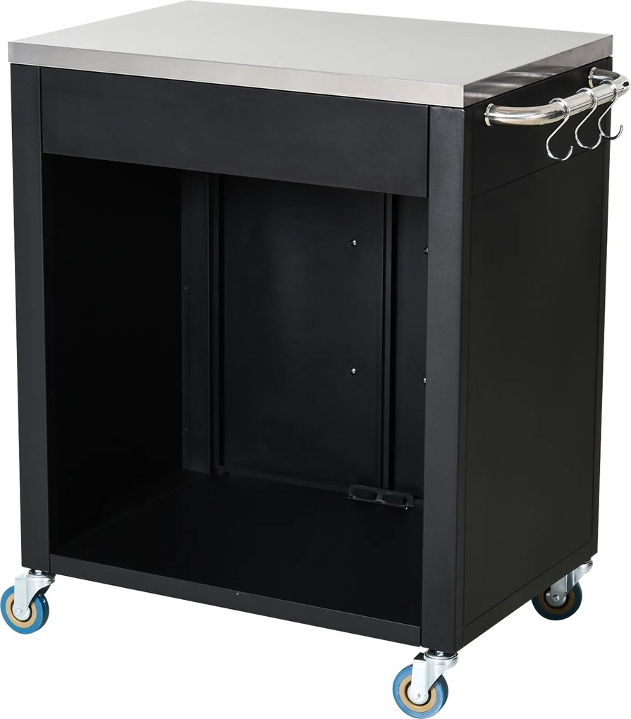 Homcom Wózek do grillowania - wózek na grill, mały wózek na grill, duży wózek na grill, wózek na grill dla ogrodu, Stal Szlachetna Czarny | Aosom PL