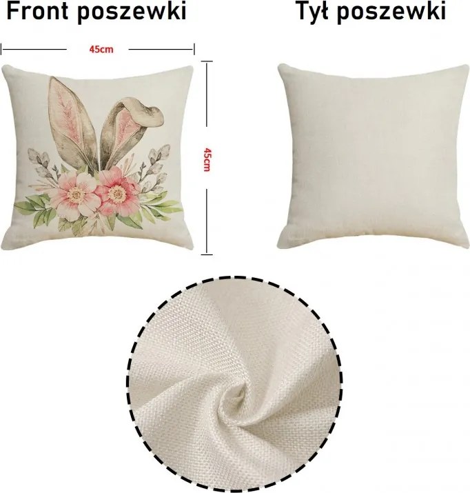 Lniana poszewka na poduszkę HOPPINO 45x45 cm, kolorowa