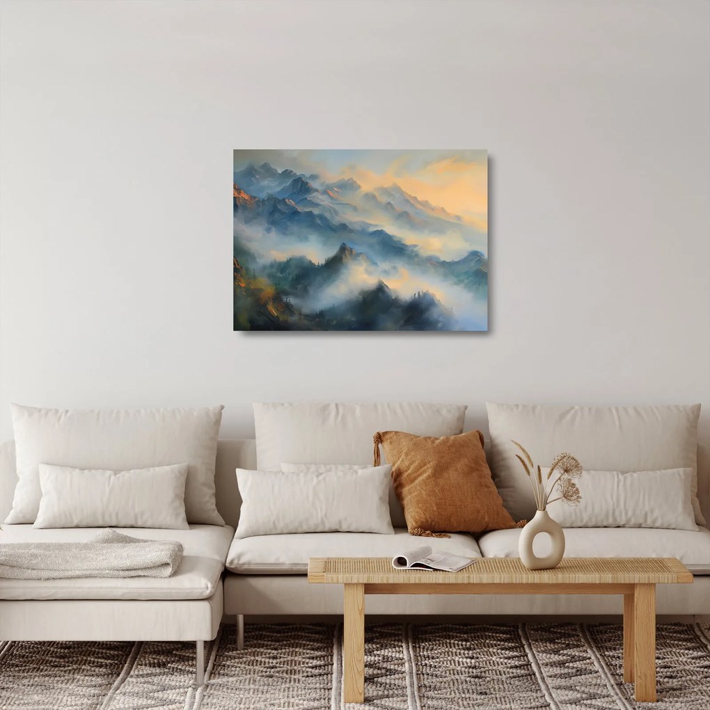Obraz na szkle - Malowany górski krajobraz (70x50 cm)