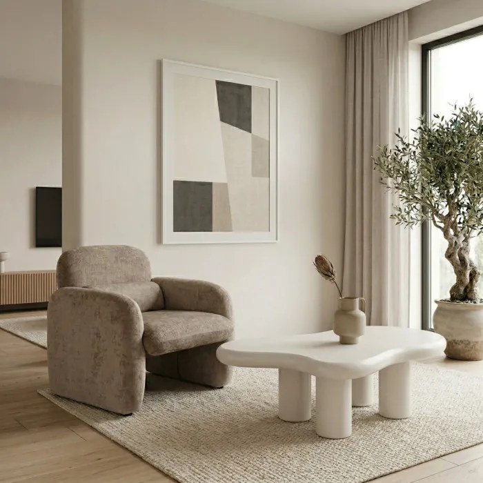 Stolik Kawowy PERLA 104 cm Biały Nowoczesny