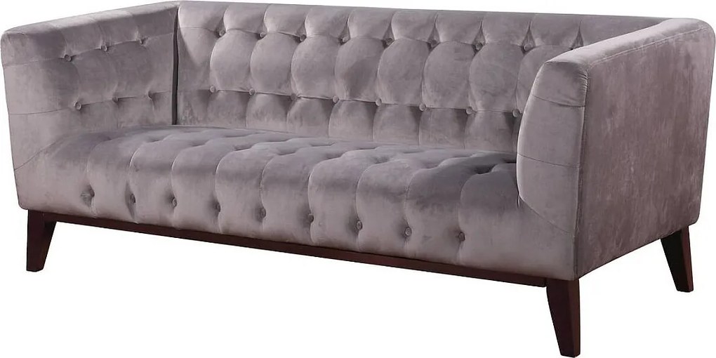 Kanapa nierozkładana "Vanessa" z weluru - 3 miejsca - Jasnoszara