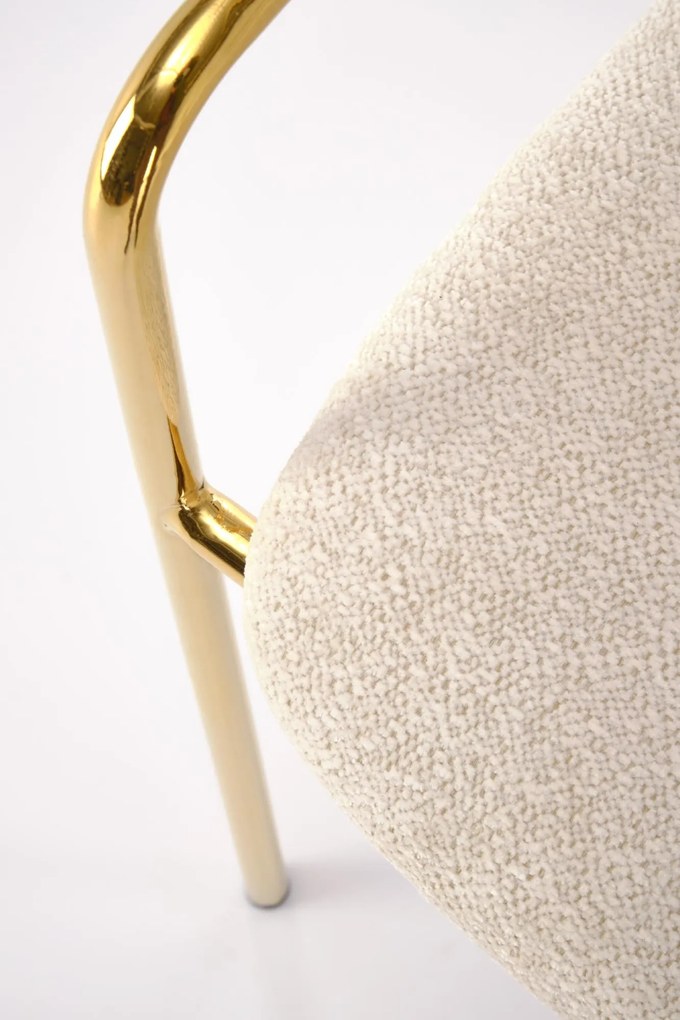 Krzesło Do Jadalni Salonu Kremowy, K537 Tkanina RAVEN, chrom, glamour