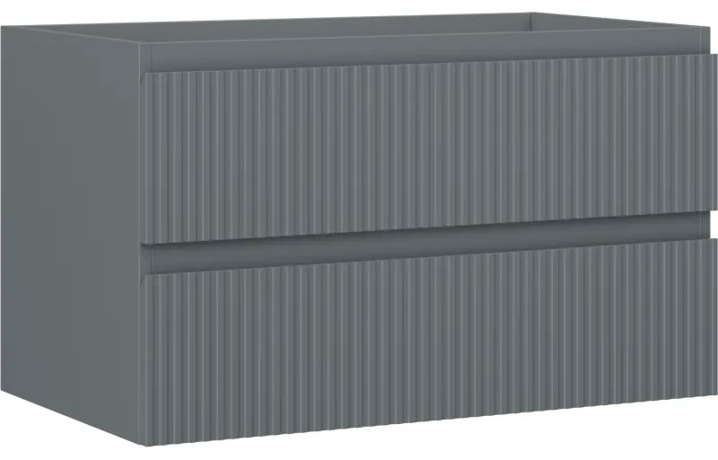 Mexen Rivel szafka łazienkowa podumywalkowa 80 cm, 2 szuflady, ryflowana , grafit mat - 91A20-08047-2-BFF66