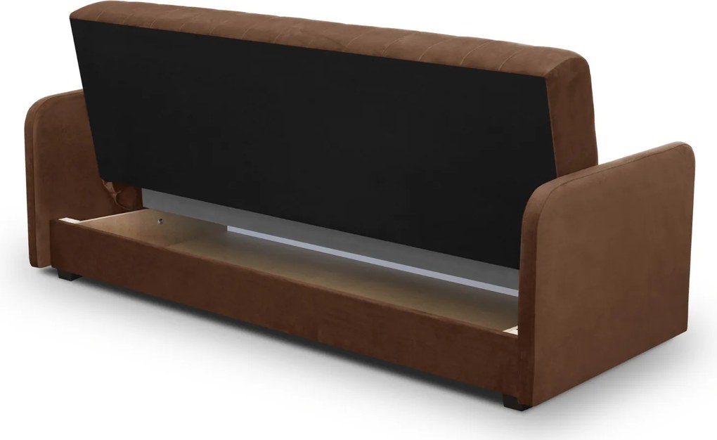 Sofa z Funkcją Spania PORTO Wersalka Rozkładana Dwuosobowa Ciemnobrązowa Nowoczesna do Salonu