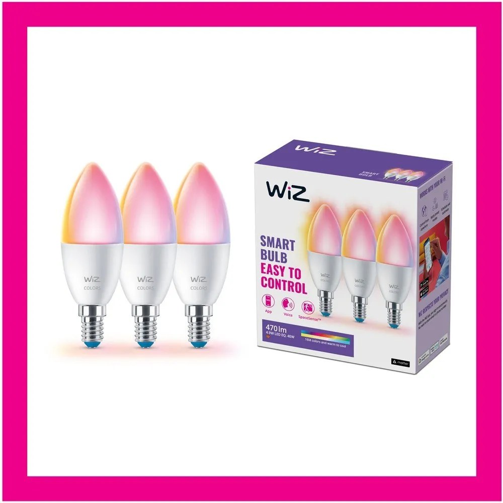 Inteligentne żarówki LED z gwintem E14 zestaw 3 szt. , 5 W – WiZ