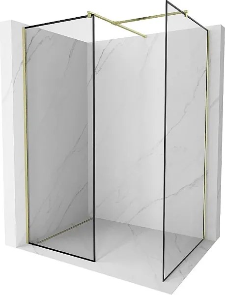 Mexen Kioto ścianka prysznicowa Walk-in 150 x 90 cm, czarna ramka, złota szczotkowana - 800-150-202-55-70-090