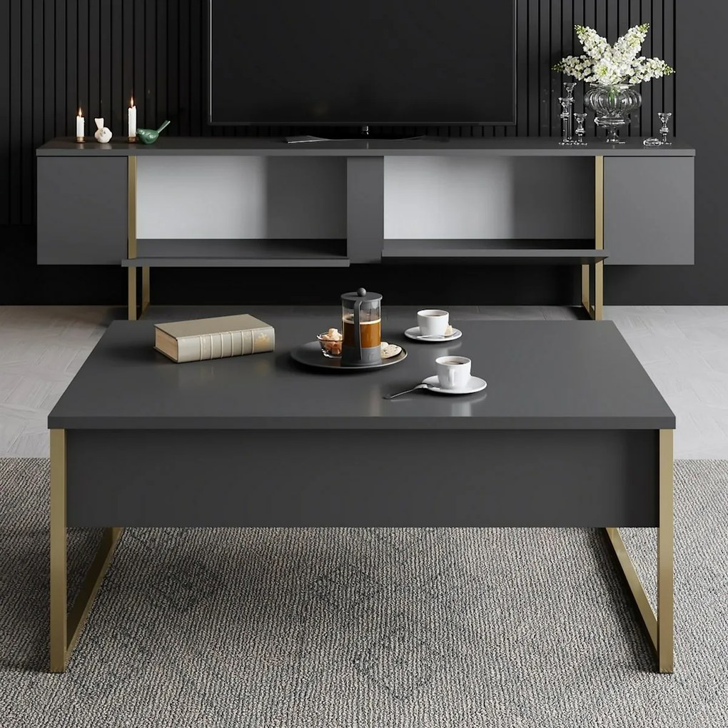 Stolik pod telewizor Luxe Anthracite and Gold