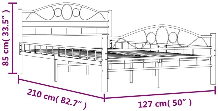 Czarne Metalowe Łóżko Pojedyncze 120X200 Cm Lindy