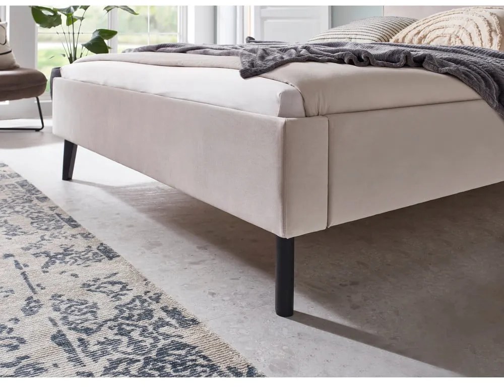 Białe/kremowe tapicerowane łóżko dwuosobowe bez stelaża 140x200 cm Leira – Meise Möbel