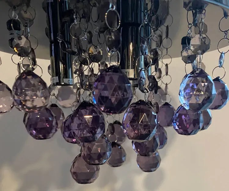 Czarno-fioletowa okrągła lampa sufitowa glamour P8-S84