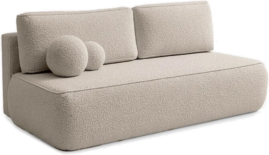 Beżowa skandynawska sofa rozkładana boucle R6-H26