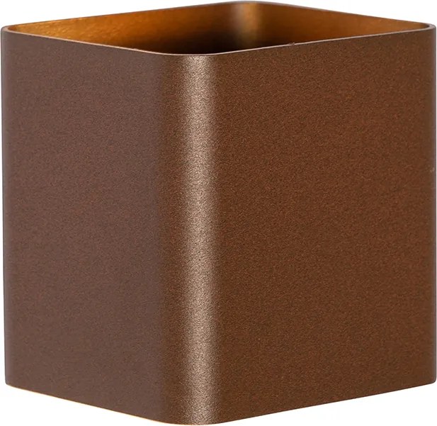 Nowoczesna lampa ścienna rdzawo-brązowa z wbudowanym LED IP54 kwadratowa - Evi