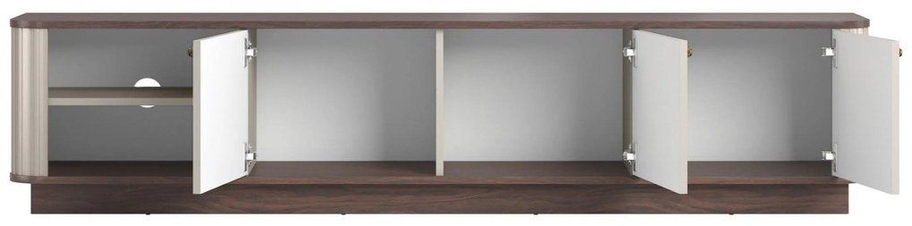 Szafka RTV Vesper 3D 187 cm na cokole - kaszmir / orzech / złote uchwyty