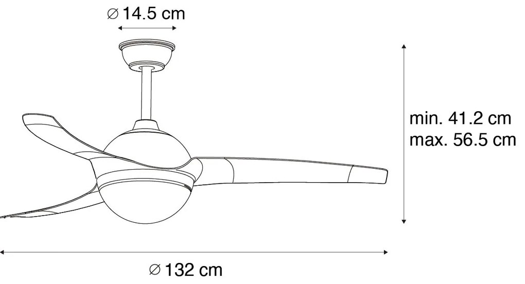 Wentylator sufitowy z lampą biały z pilotem - Bora Nowoczesny Oswietlenie wewnetrzne