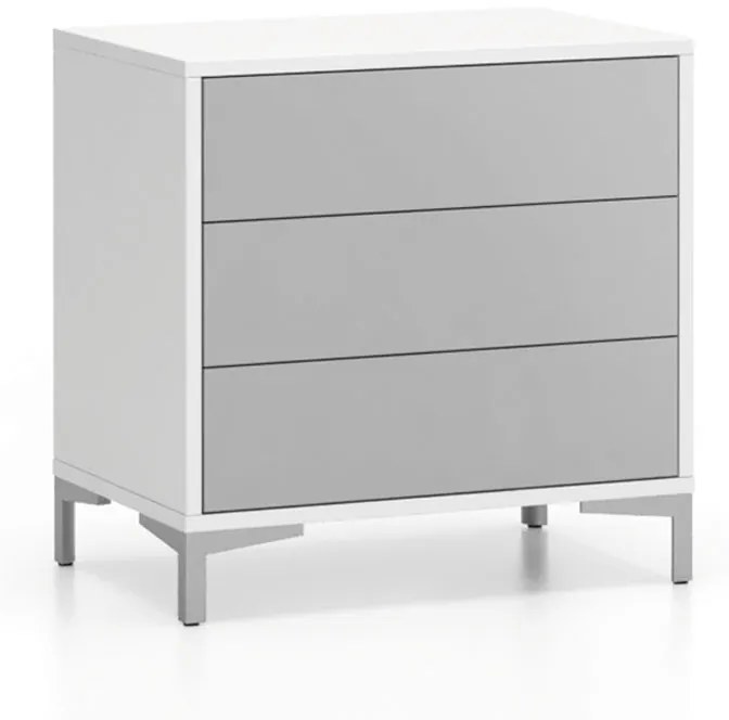 Komoda biurowa z 3 szufladami LAYERS, solidna podstawa, biała / szara