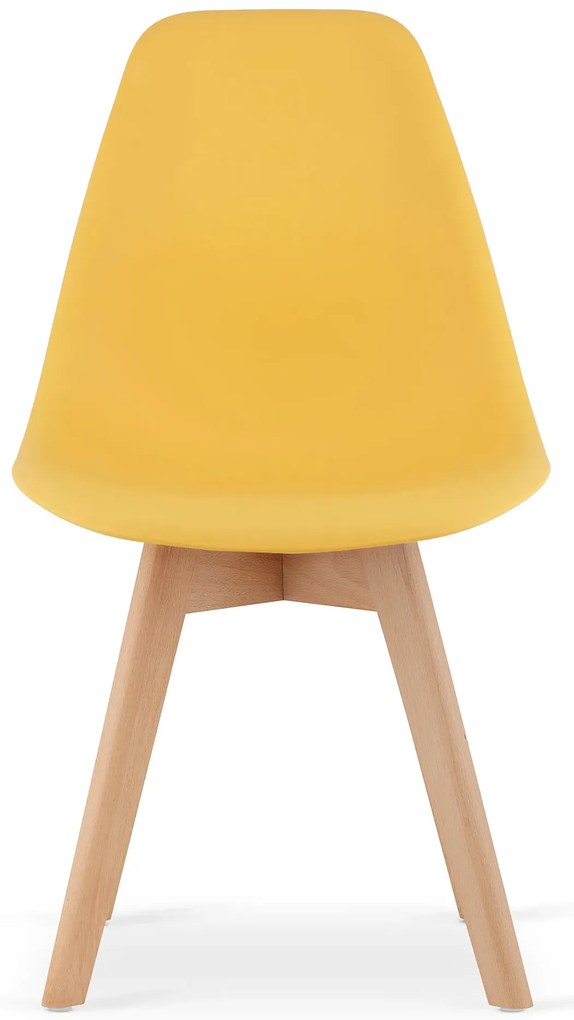 Musztardowe krzesło na drewnianych nogach H0-F18