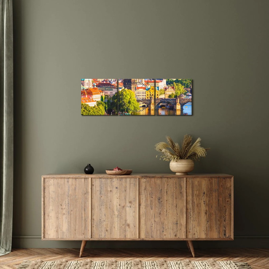 Obraz - Praga II. (z zegarem) (90x30 cm)