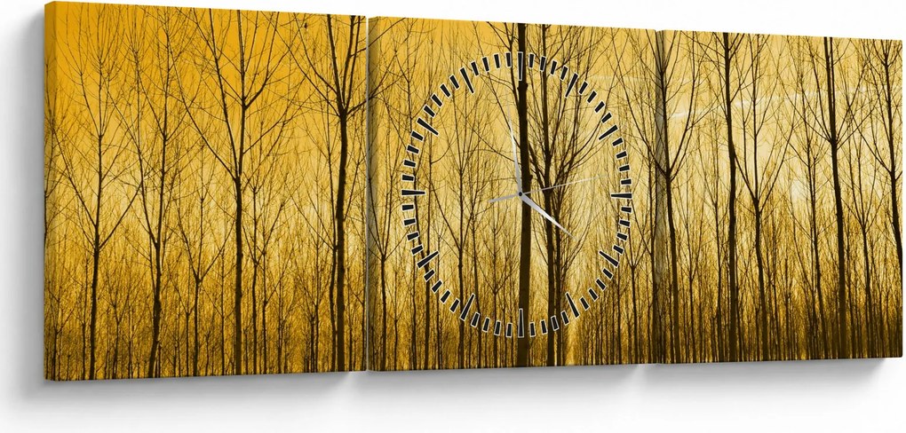 Obraz - Plantacja drzew (z zegarem) (90x30 cm)