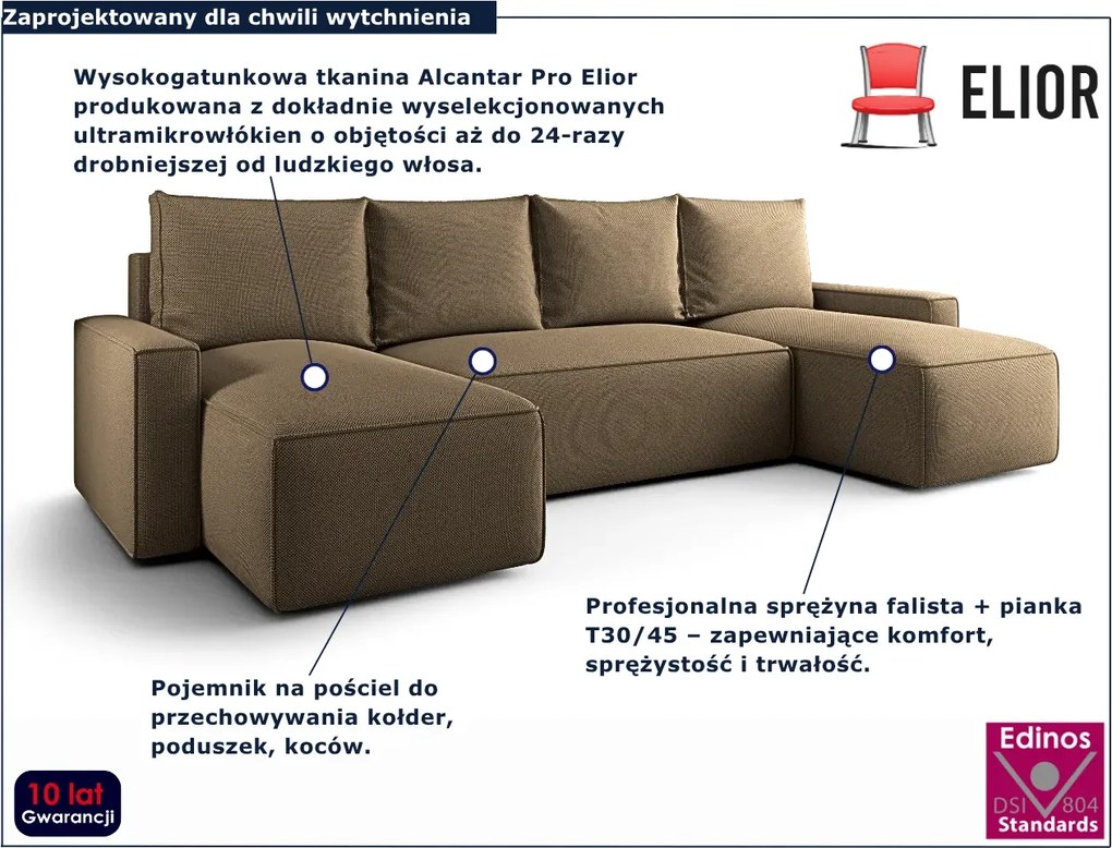 Brązowy narożnik rozkładany z funkcją spania Z1-R39